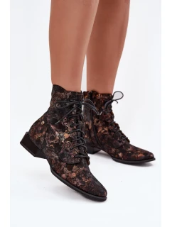 vzorované kotníkové boty na ploché podrážce model 21714005 - Maciejka