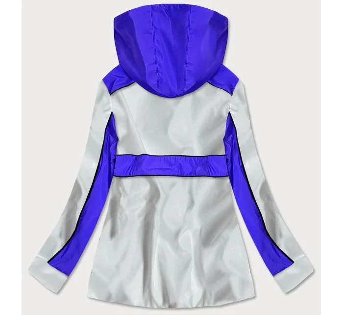 Svetlo modro-biela dámska bunda vetrovka s kapucňou (YR1967)