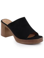 Dámske semišové žabky na ihličkách čierne Potocki 54309