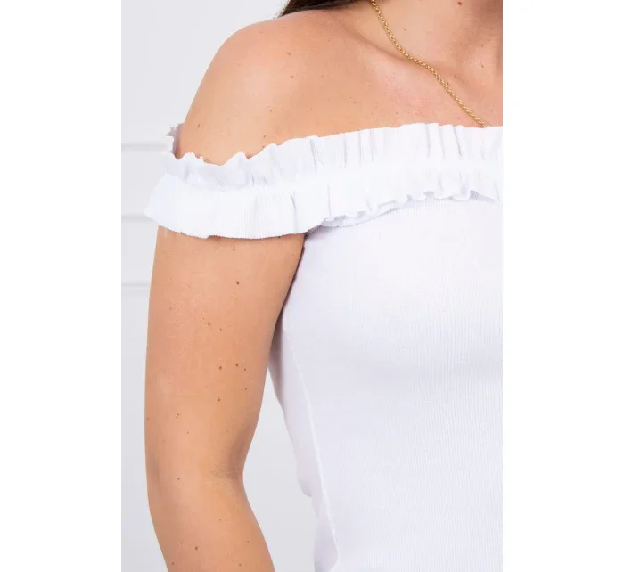 Španielske šaty s volánikmi biele