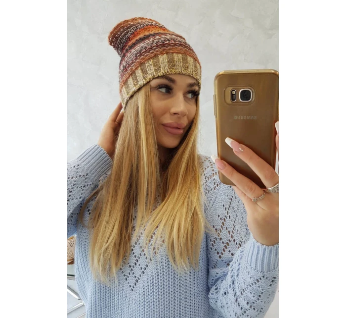 Krystyna fleecová čiapka K207 hnedá + béžová