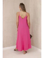 Mušelínové šaty bez ramienok ružové