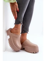 Damskie Klapki Na Masywnej Podeszwie Big Star NN274016 Beżowe Damskie Klapki Na Masywnej Podeszwie Big Star NN274016 Beżowe