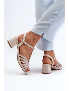dámské sandály na podpatku  Béžové model 21659197 - SERGIO LEONE