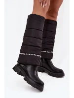 Dámské zateplené kozačky s korálky Černé model 21714755 - Boto