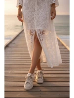 Ozdobené dámské tenisky béžové model 21834860 - Boto