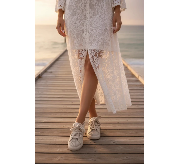 Ozdobené dámské tenisky béžové model 21834860 - Boto