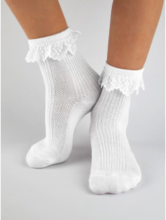 Dievčenské ponožky s volánikom SB020 Biela - Noviti