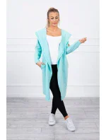 Dlouhý kabát s kapucí mátový Dlouhý kabát s kapucí mátový