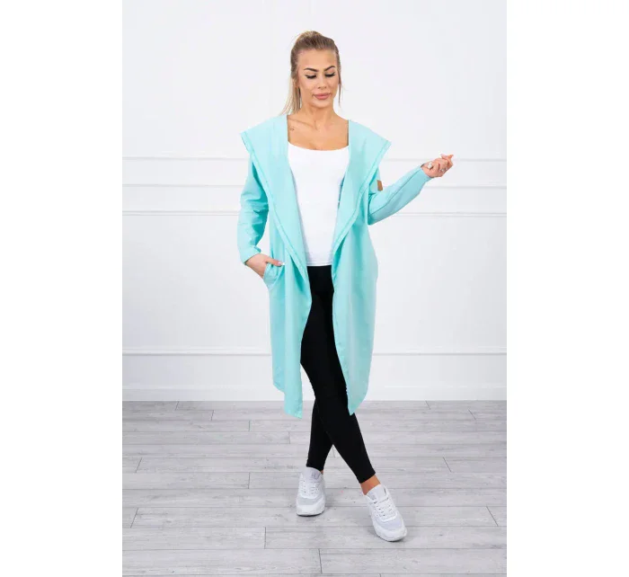 Dlouhý kabát s kapucí mátový Dlouhý kabát s kapucí mátový