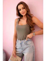 Dámská halenka na ramínka s výstřihem khaki