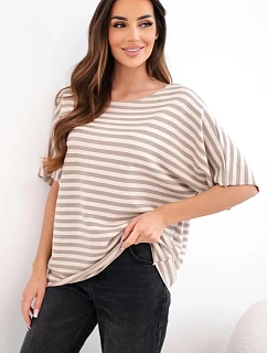 Dámská bavlněná proužkovaná halenka s krátkým rukávem fango