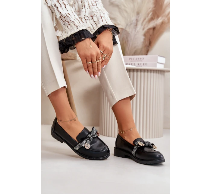 Damskie Mokasyny Z Kokardą S.Barski HY42-331 Czarne