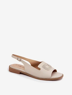 Kožené dámské sandály na nízkém podpatku S.Barski KV61-6076 béžové