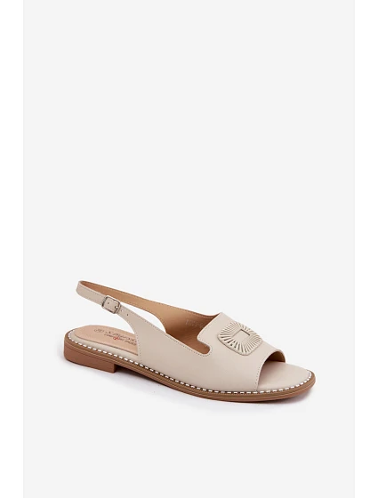 Dámske kožené sandále na nízkom podpätku S.Barski KV61-6076 beige