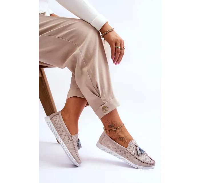 Dámské prolamované kožené mokasíny Světle růžové Lanzarot Dámské prolamované kožené mokasíny Světle růžové Lanzarot