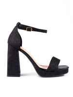 Krásne dámske čierne sandále na širokom podpätku
