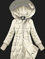 Dámska prešívaná prechodná bunda s pletenými rebrovanými manžetami Libland ecru (LD-7775)