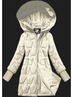 Dámska prešívaná prechodná bunda s pletenými rebrovanými manžetami Libland ecru (LD-7775)