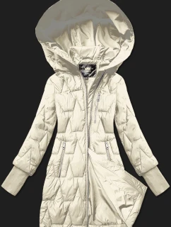 Dámska prešívaná bunda v ecru farbe s úpletovým lemom Libland (LD-7775)