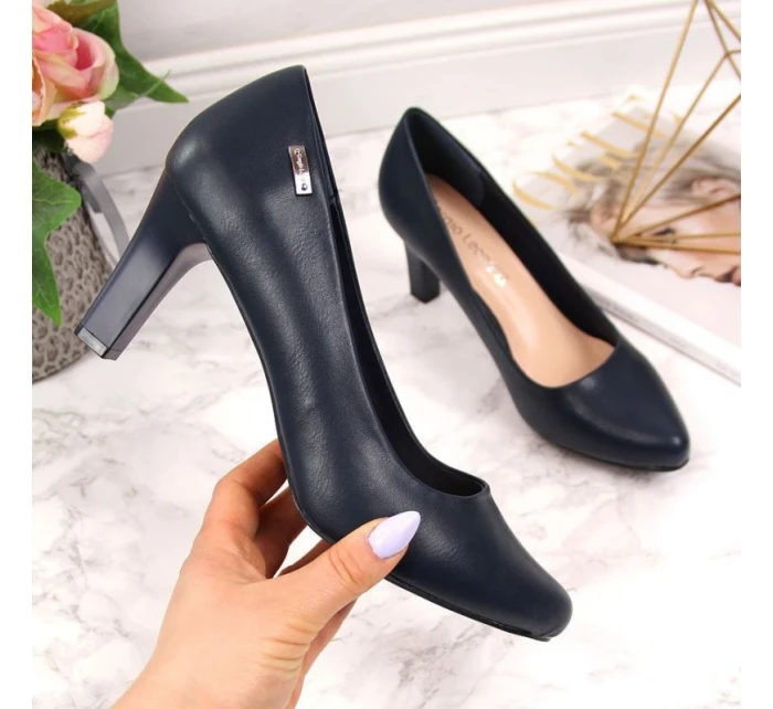 Sergio Leone tmavomodré lodičky na podpätku