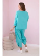 Bavlnená mikina nohavice set mätová Bavlnená mikina nohavice set mätová