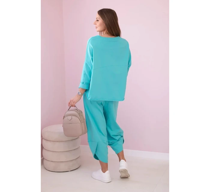 Bavlnená mikina nohavice set mätová Bavlnená mikina nohavice set mätová