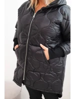 Dámske Plus veľkosť zimná bunda prešívané s kapucňou čierna