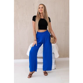 Nohavice so širokými nohavicami chrpová modrá