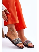 Damskie Zdobione Klapki Czarne Bellisa