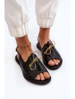 Kožené ploché sandály model 21646269 černé - Zazoo