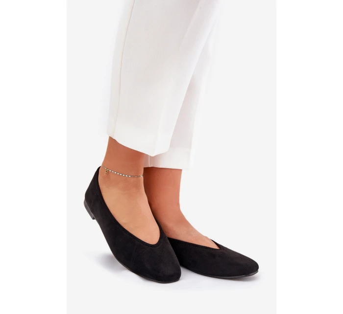 Klasyczne Baleriny Z Eko Zamszu Czarne Osallin