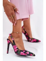 Zdobione Sandały Na Szpilce W Róże Czarne Vevessa