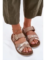 Dámské Sandály S Přezkou Béžové model 21697910 - Inblu