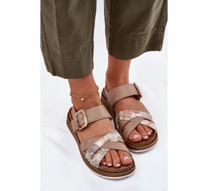 Dámské Sandály S Přezkou Béžové model 21697910 - Inblu