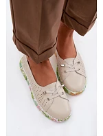 Kožené dámské polobotky model 22100343 Béžové - S.Barski