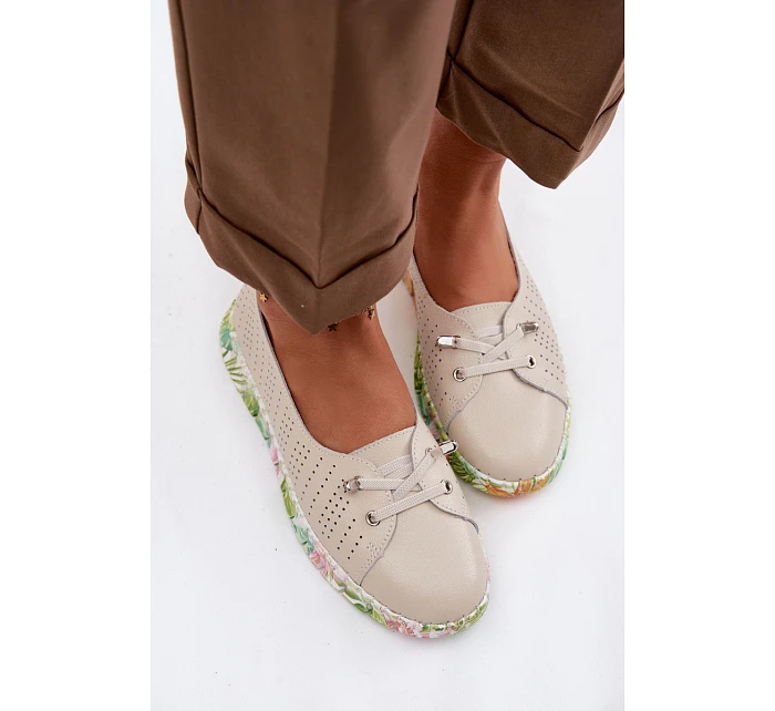 Kožené dámské polobotky model 22100343 Béžové - S.Barski