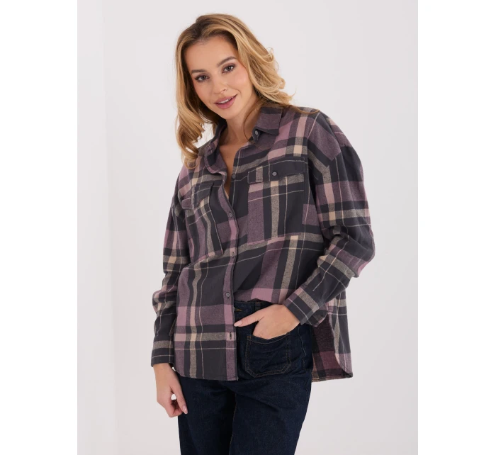 Košeľa D71720Z11085B sivá ružová Košeľa D71720Z11085B sivá ružová