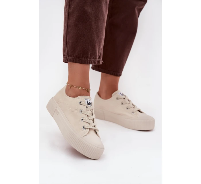 Dámske tenisky na platforme LEE ISLA C WOMEN LOW - béžové