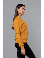 Dámska tepláková mikina v horčicovej farbe so sťahovacími lemami (W01-26)