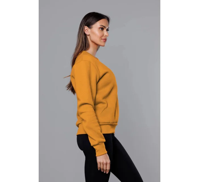 Dámska tepláková mikina v horčicovej farbe so sťahovacími lemami (W01-26)