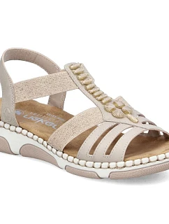 Dámské sandály na podpatku Romans beige Rieker 66201-62