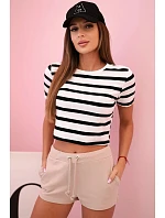 Dámske bavlnené šortky so šnúrkou na stiahnutie béžové