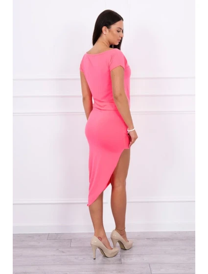 Asymetrické šaty ružové neónové