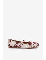 Dámské zdobené baleríny s páskem Olivisse – bílo-hnědé Dámské zdobené baleríny s páskem Olivisse – bílo-hnědé