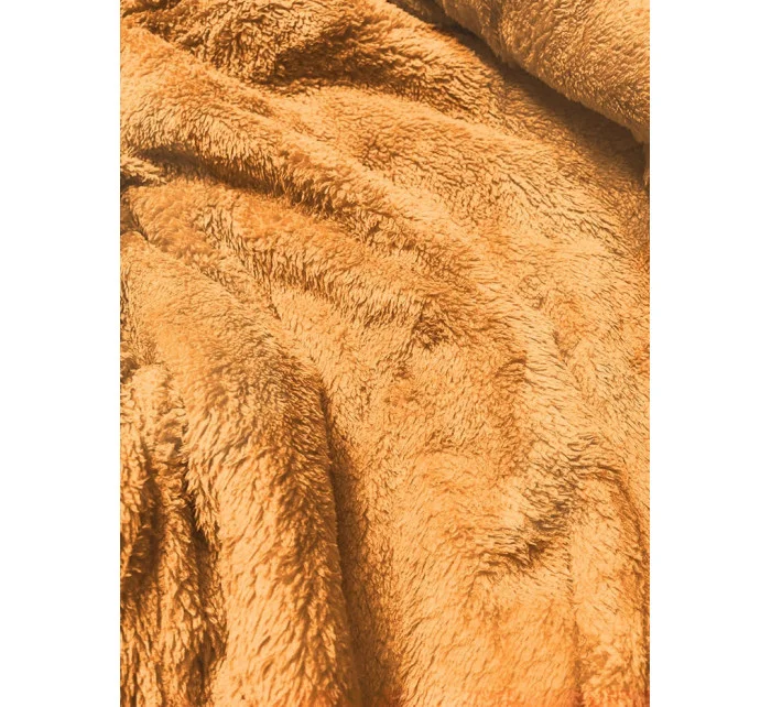 Dámska krátka bunda 2 v 1 v horčicovej farbe (H1029-37)