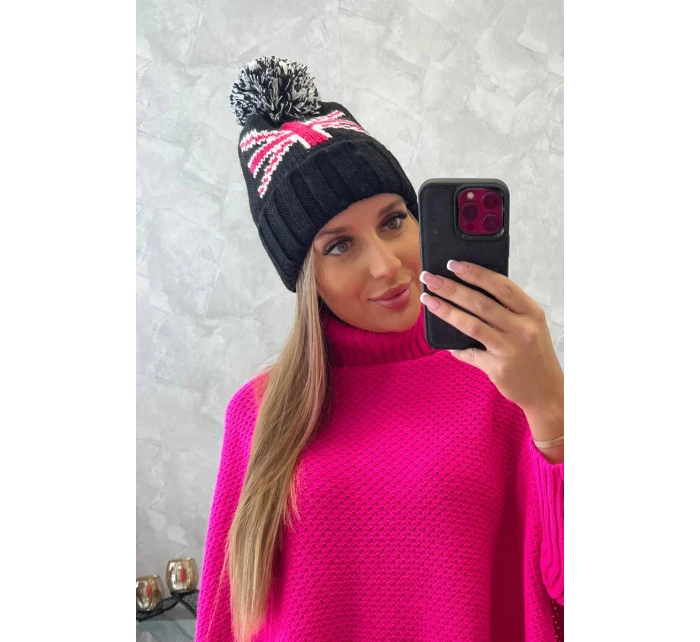 Dámska čiapka s brmbolcom Elizabeth K386 čierna