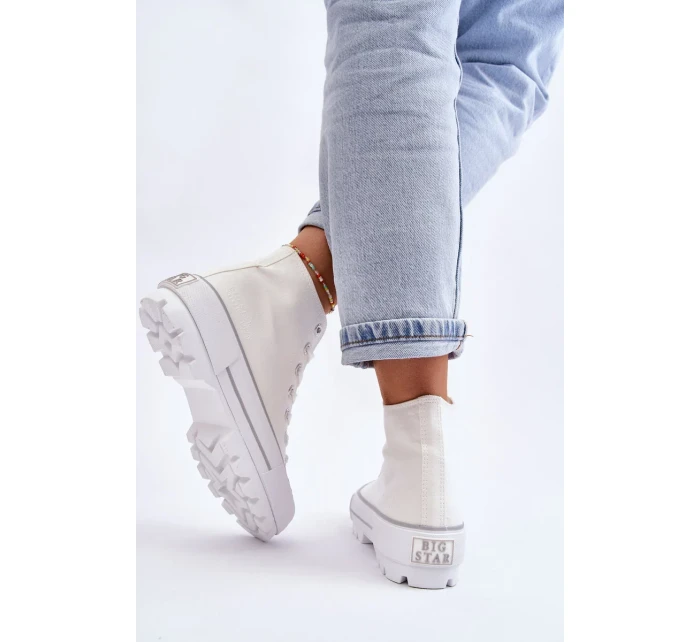 Vysoký Látkové tenisky na platformě Big Star LL274156 Bílá Vysoký Látkové tenisky na platformě Big Star LL274156 Bílá