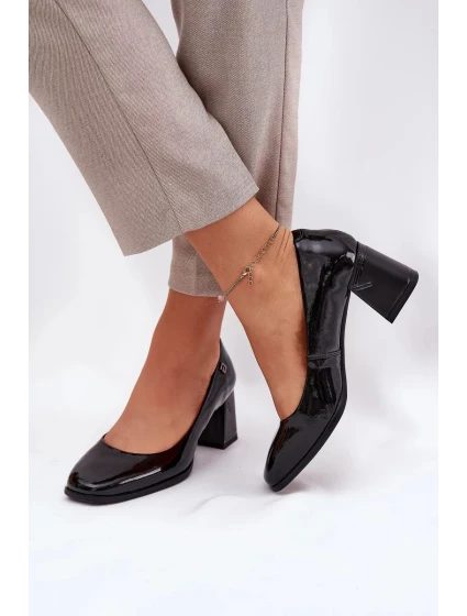 Dámske lakované lodičky na podpätku Vinceza - čierne Dámske lakované lodičky na podpätku Vinceza - čierne