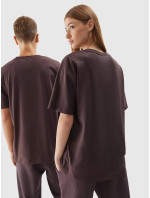 Unisex bavlnené tričko 4FAW23TTSHU0885-81S hnedé - 4F